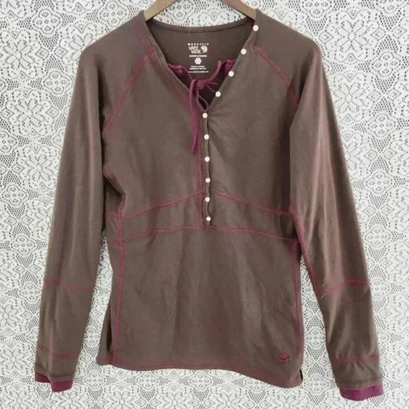 Mountain Hardwear Henley Outdoor Women's Long‎ Sleeve Shirt Brown - Picture 1 of 9